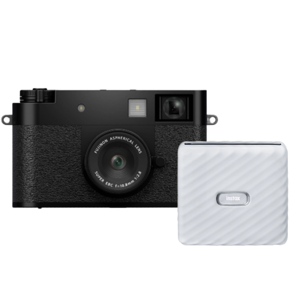 Fotocamera Compatta: Fujifilm X Half Nero + INSTAX Link WIDE Ash White