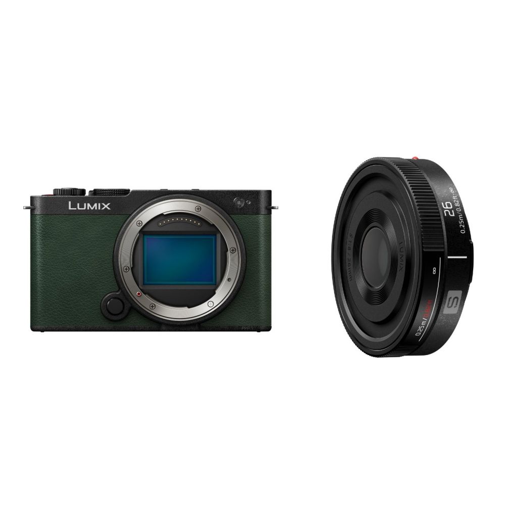 Panasonic Lumix S9 Corpo Dark Olive + Lumix S 26mm F/8 Messa a fuoco manuale